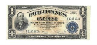 Philippines 1 Peso 1944,  P - 94 Victory Series,  Off Center Cutting,  Unc -,  Mabini