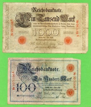 Germany Empire Imperial Reichsbanknote 1000,  100 Mark 1898,  Serie A