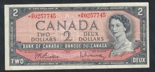 1954 Bank Of Canada 2 Dollars Replacement Bank Note Beattie/rasminsky