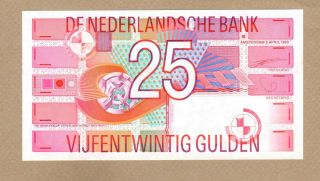 Netherlands: 25 Gulden Banknote,  (unc),  P - 100,  05.  04.  1989,