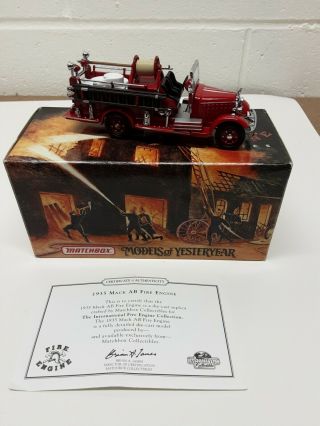 Matchbox Models Of Yesteryear Fire Engine Series 1935 Mack Ab Yfe15
