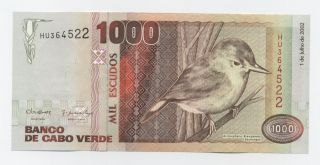 Cape Verde 1000 Escudos 1 - 7 - 2002 Pick 65 Unc Uncirculated Banknote