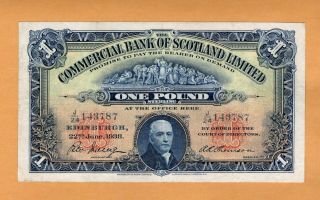 The Commercial Bank Of Scotland Limited 1 Pound 1938.