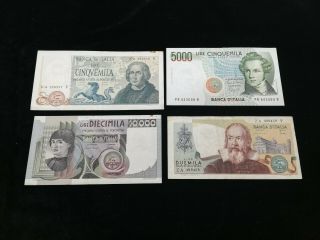 Italy 2000 - 5000 - 10000 Lire Banknote 1971 - 1985