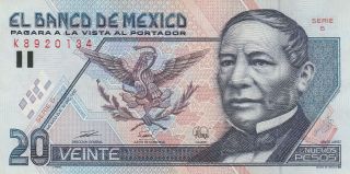 Mexico: 20 Nuevos Pesos Juarez Dec 10,  1992 El Banco De Mexico.