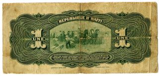 Haiti.  Banque Nationale de la Republique d ' Haiti,  1919 1 Gourde P - 140a Note ABN 2