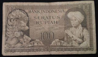 1952 Indonesia 100 Rupiah Banknote Currency