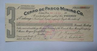 Cerro De Pasco Mining Co Peru Lima 1917 Bill Of Exchange Revenues