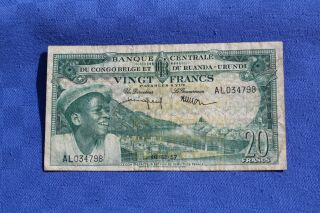 Belgian Congo 20 Francs 1957 P.  31 - - See Many More