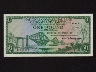 Scotland:p - 269a,  1 Pound,  1964 National Commercial Bank Of Scotland Ltd Ef,