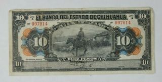 1913 10 Pesos - Banco Del Estado De Chihuahua