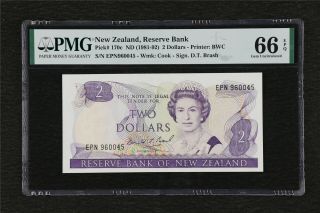 1981 - 92 Zealand Reserve Bank 2 Dollars Pick 170c Pmg 66 Epq Gem Unc