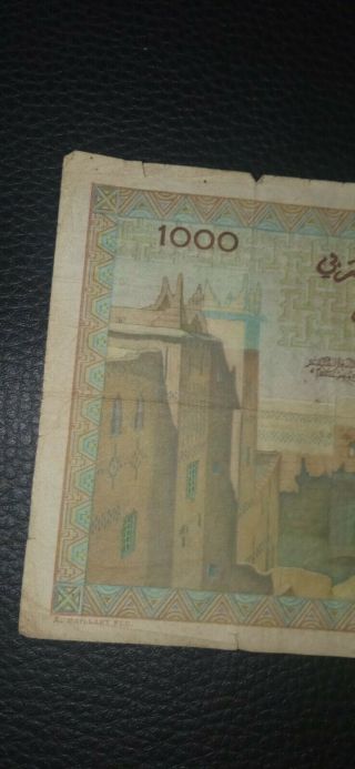 MOROCCO BANK NOTE 1000 FRANCS 15 - 11 - 1956 W.  2 état du maroc 3
