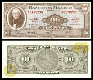 Mexico: $100 Pesos Hidalgo Dec 29,  1972 El Banco De Mexico