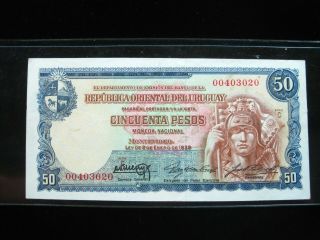 Uruguay 50 Pesos 1939 Serie C P38 20 Currency Banknote Paper Money
