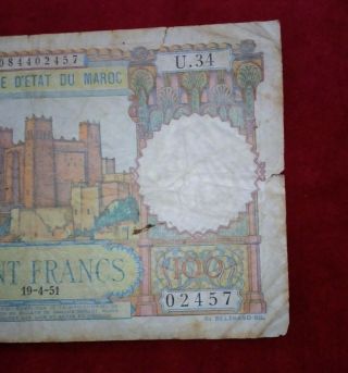 Morocco Maroc 100 francs 