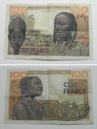 1959 West African States 100 Francs Note Bill,  Vf/xf,  53186