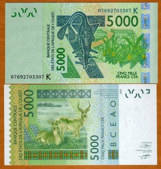 West African States,  Senegal,  5,  000 (5000) Francs,  2003 (2007) P - 717k,  Unc