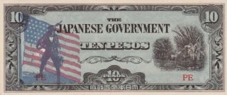 Philippines Japanese Government Occupation 10 Pesos 1942 P - 108 Unc Us Army