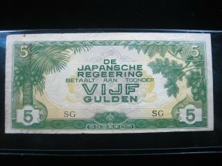 Netherlands Indies 5 Gulden 1942 Sg Japan Occ Wwii Indonesia 10 Banknote Money