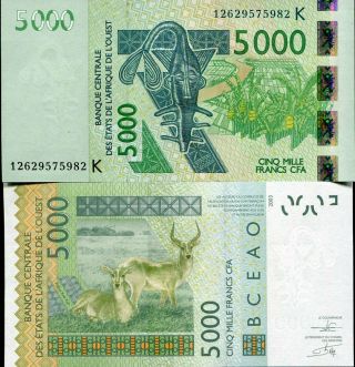West African State Senegal 5000 5,  000 Francs 2003/2012 P 717 K Unc