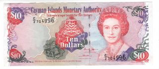 Cayman Islands $10 Dollars Xf Qeii Banknote (2005) P - 35a Prefix C/2 Paper Money