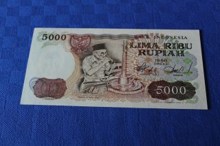 Indonesia 5,  000 Rupiah 1980 P.  120 Uncirculated - - See Many More