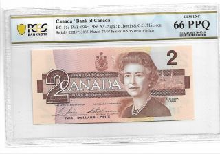 Canada/bank Of Canada Pick 94c 1986 $2 Pcgs 66 Ppq