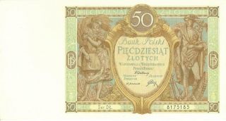 Poland 50 Zlotych Currency Banknote 1929 Cu