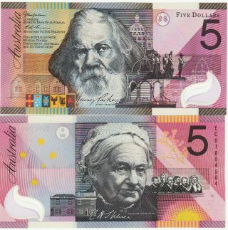 Australia 5 Dollars " Polymer " Banknote 2001 Choice Uncirculated,  Pic 56