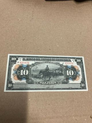 1913 Mexican 10 Peso Bank Note
