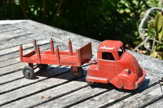 Vintage Diecast Louis Marx Toys Articulated Lumar Transport Tractor And Trailer