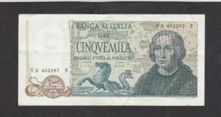 5000 Lire Fine Banknote From Italy 1971 Pick - 102