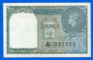 British India - 1940 - 1 Rupee - P: 25a - No Staple Holes - Aunc