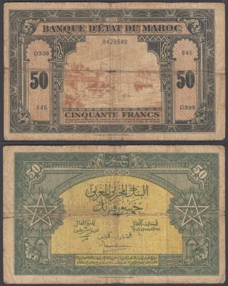 Morocco 50 Francs 1944 (vg) Banknote P - 26