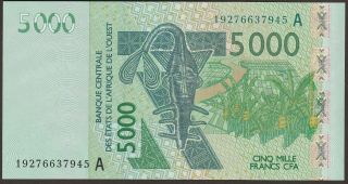 Gem Unc 2019 West African States 5000 Francs P - 117as / B123as Ivory Coast