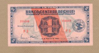 Chile: 1 Peso = 1/10 Condor Banknote,  (unc),  P - 89b,  11.  02.  1942,