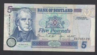 Scotland 5 Pounds 1996 Vf P.  119,  Banknote,  Circulated