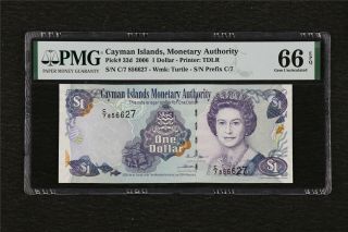 2006 Cayman Islands Monetary Authority 1 Dollar Pick 33d Pmg 66 Epq Gem Unc