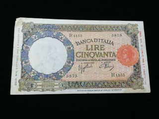 Italy 50 Lire Banknote 1943