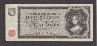 50 Korun Fine Banknote From Bohemia - Moravia 1940 Pick - 5
