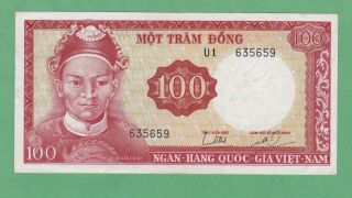 South Vietnam 100 Dong Note P - 19a Demon Head Extra Fine,
