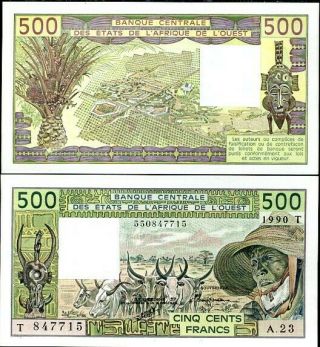 West African State 500 Francs 1990 P 806t Togo Aunc About Unc