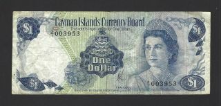 Cayman Islands $1 Dollar 1971 (1972),  Replacement P - 1r Z/1 003953,  Qeii Note