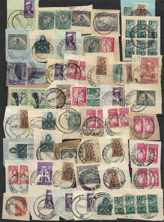 South Africa 1933 - 54 Selection On Piece X 46 Variety Of Postmarks Fine