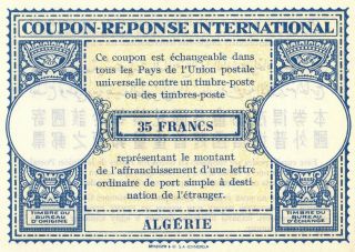 Algeria - International Reply Coupon - London Model - Nov.  1950 Print Run - Mnh