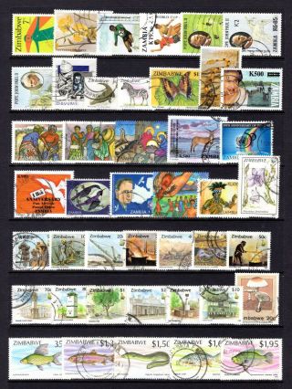 Zambia & Zimbabwe Modern Good To Fine Range X 96 Stamps Some Good Thematics