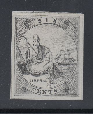 Liberia Sg (gibbons) 10 Imperff Proof 1867 4th Transfer 6 C In Black