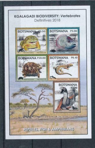 Botswana,  2018 Kgalagadi Biodiversity: Vertebrates,  Souvenir Sheet,  Five.  Mnh.