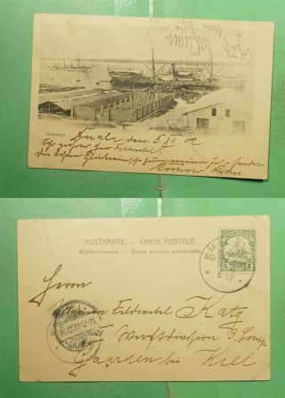 Dr Who 1902 Cameroon Ship Pier Postcard To Germany G01844